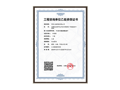 安庆工程咨询单位乙级资信证书